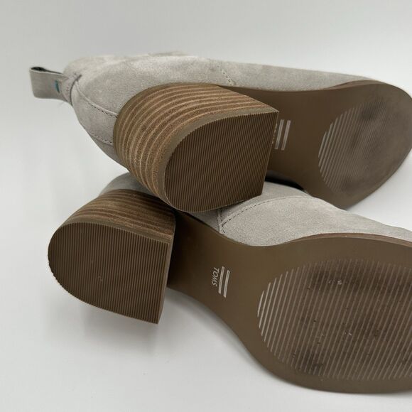 TOMS Leilani Drizzle Grey Suede Ankle Boots Women's Size 7 Western Chunky Heel - Picture 13 of 14